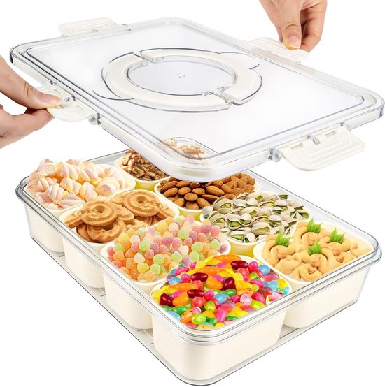 Foto: Snackdoosjes kleuter herbruikbare snackbox met vakken en deksel 8 4 voudige snackborden organizer voor specerijen voor kinderen snoep noten snackdoosjes kleuter