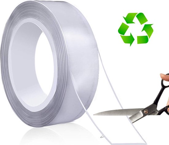 KAIHENG Weefseltape, multifunctioneel dubbelplakband, hoogwaardig transparant plakband, dubbelzijdige montageband, 2-zijdig plakband voor kleding, tapijten, posters (2,5cm-19m
