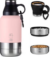 JAXY Thermosfles - Drinkfles Hond - Honden Waterfles - Honden Drinkfles - Waterfles Hond Onderweg - Travel Mug Thermosbeker - 950 ml - Roze