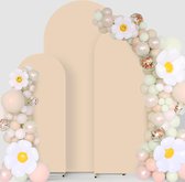 Lot De 3 Toiles De Fond De Mariage De 1,8 M, 2 M, 2,2 M, Ivoire, Sans Plis, Extensible, En élasthanne, Pour Fête D'anniversaire, Baptême, Fête Prénatale, Mur Photo, Arche