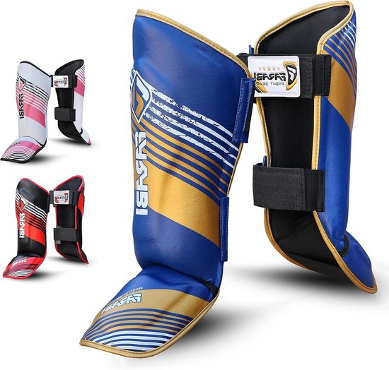 Protège-tibias Kickboxing – Mousse Absorbante, Sangle Ajustable, Tailles S/M/L, Pour MMA, Muay Thaï