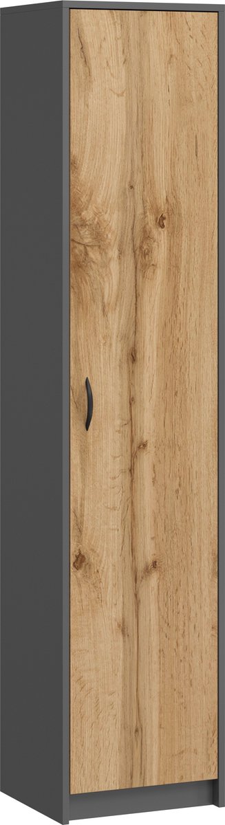 Meubel Square - Kledingkast Slimo - Antraciet / Eiken - 180x40x35cm - Opbergkast - Kolomka