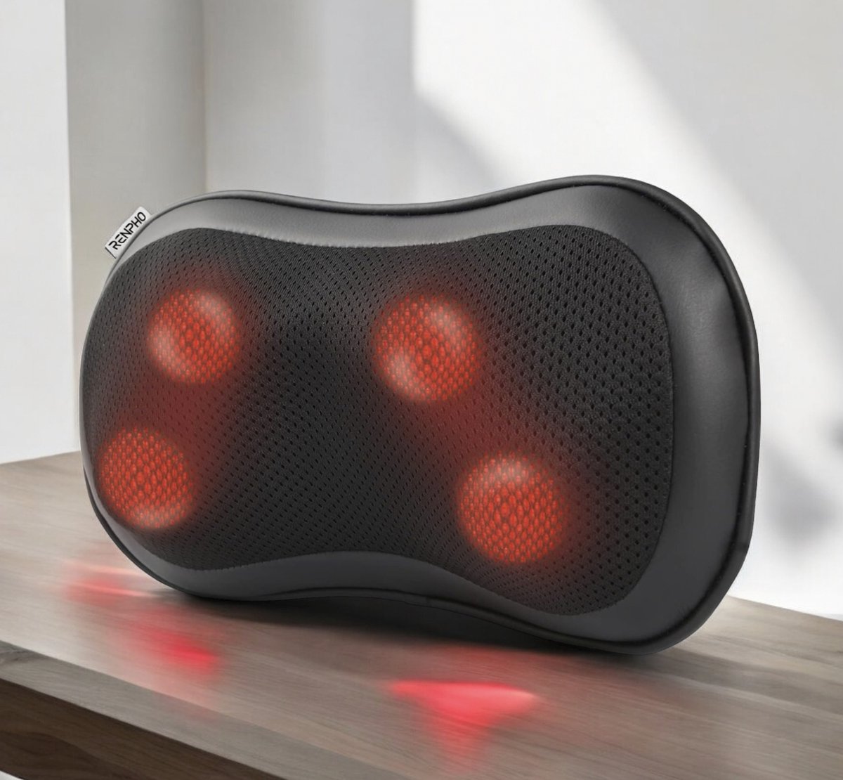 Shiatsu Massagekussen RENPHO Massage Nek- en Rugmassager met Warmte Diep Knedende Massager 3 Snelheden voor Spierpijnverlichting Schouder Nek Rug voor Thuiskantoor Auto