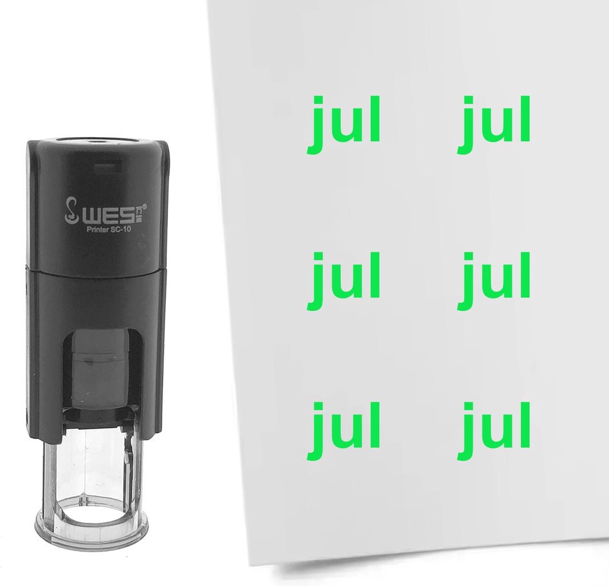 CombiCraft Stempel maand julii 10mm rond groene inkt per 1 stuk