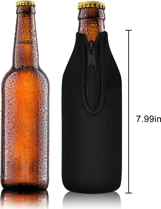 4 Stuks - flessenkoeler - Bierfleskoelerhoezen, standaard ritssluiting, extra dikke neopreen geïsoleerde hoes - houdt bier koud en handen warm, antislip 12 OZ Longneck flessenhouder - Koeltas van neopreen voor flessen Koelboxen & -elementen van Sunwuun — afbeelding 2