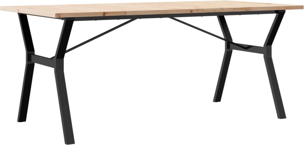vidaXL Eettafel - Y-frame - 180x90x75,5 - cm - massief - grenenhout - en - staal Bruin