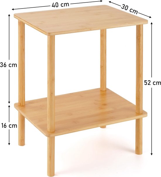BAM BOO BOX Bamboe 2-etage Bijzettafel - Nachtkastje - Bijzettafeltje Voor Hal, Ingang, Woonkamer, Slaapkamer, Kantoor - Side Table - Bedtafel - Console Table - bijzettafeltje - Eenvoudige Montage