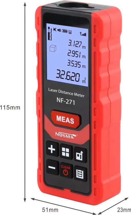 Foto: Noyafa laser afstandsmeter meetlint afstand meten laser elektronisch professioneel 40m 80m digitale meter