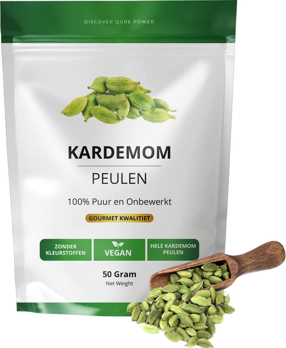 Hele Kardemom Peulen 50 gram | Premium Kwaliteit | Vegan | Kardemompeulen