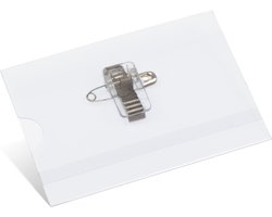 Kangaro naambadge - 60x90mm - met clip, speld en insteekkaartjes wit - doos 24 stuks - K-44101