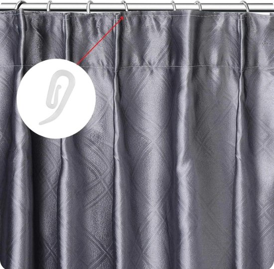 Produits FSW - 100 pièces - Crochets pour rideaux - Crochets pour coquillages - Wit - Rideau de douche - Pinces à rideaux - Rétro - Pinces - Plastique - Solide - 2,8x1,2 cm