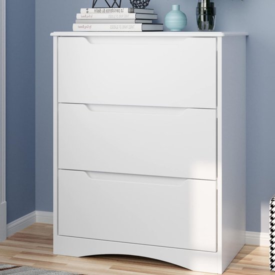 Bealife AP21 Armoire à tiroirs - Armoire de rangement pour chambre avec 3 compartiments spacieux - Blanc