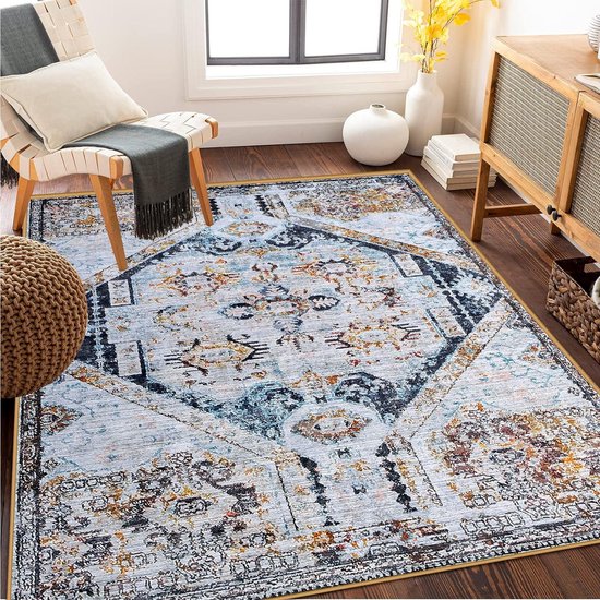 Rond Boho Vintage | Laagpolig Vloerkleed | Modern Tapijt | Woonkamer