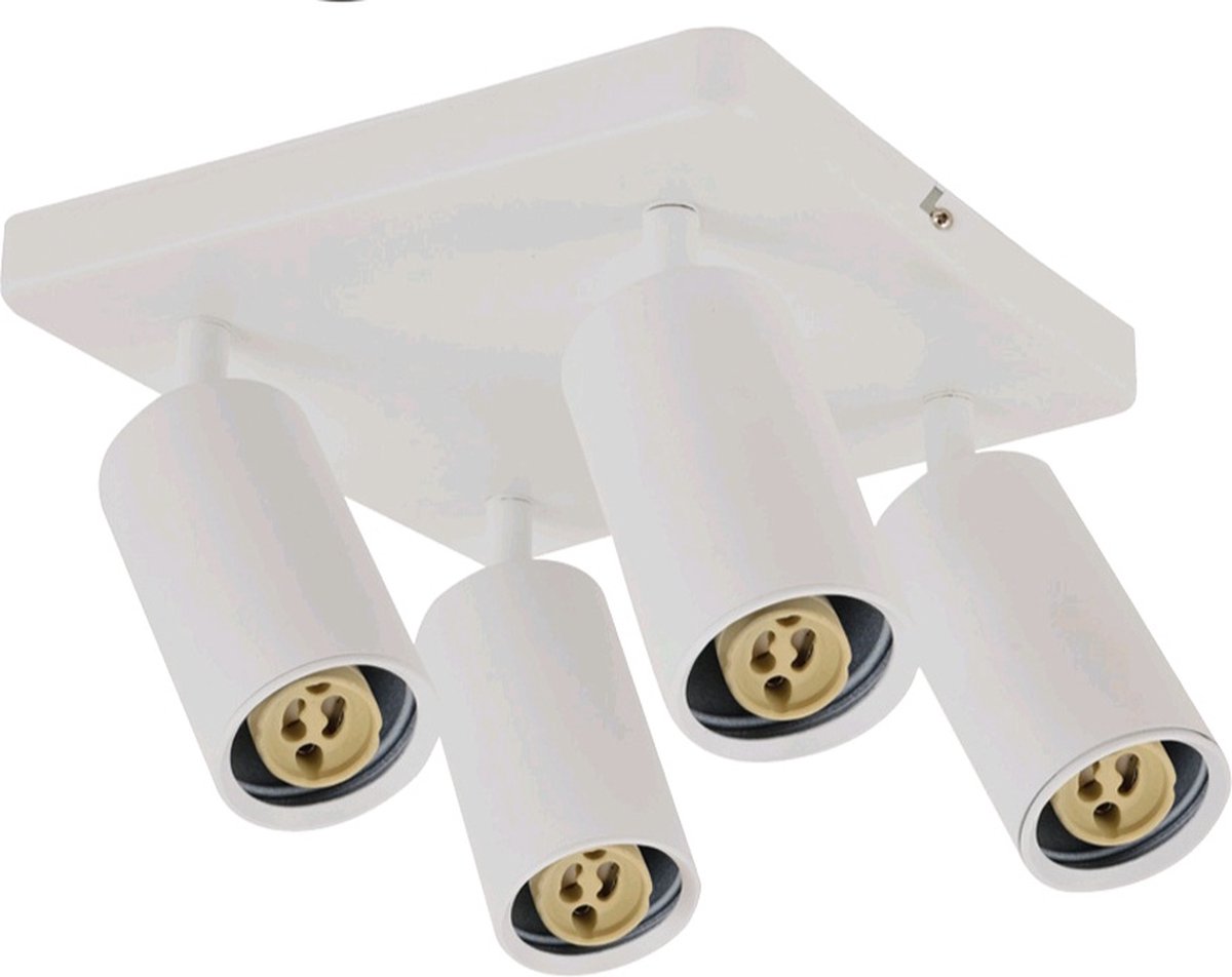 Modern Plafond Spot - Keuken/woonkamer/Slapkamer Lamp - 4 x GU10 Fitting Armatuur - Vierkant - Wit