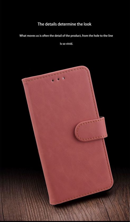 Elite Bookcase Adapté pour : Coque iPhone 15 - Porte-cartes - Portefeuille - Simili cuir - Rose
