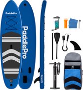 LifeGoods SUP Board - Planche à pagaie Opblaasbaar - Set complet - Avec pompe / sac de transport / pagaie réglable / étui de téléphone étanche / cordon de cheville / kit de réparation - Max. 130KG - 320x81cm - Blauw