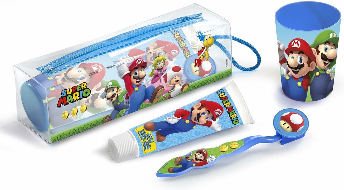 Reistasje Cartoon Super Mario Cuidado Dental Lote 4 Onderdelen