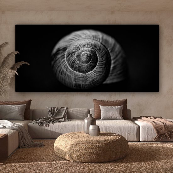 Toile - Animaux - Escargot - Zwart - Wit - Toile - 160x80 cm - Peintures sur toile - Décoration murale