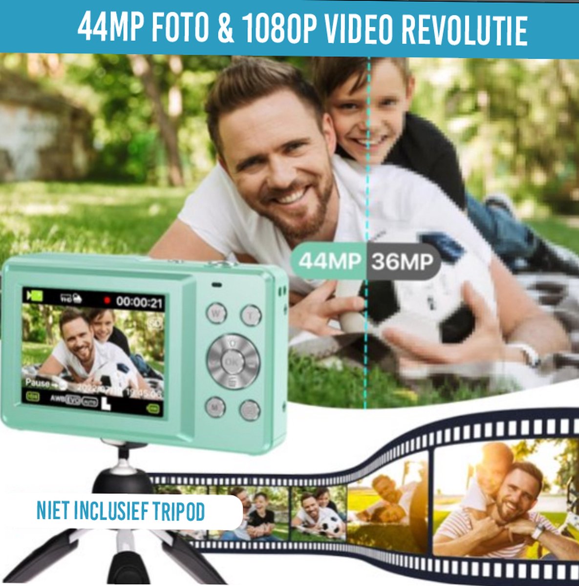 Merkloos DC403-32G roze met 44MP-claim en 32GB thumbnail 6