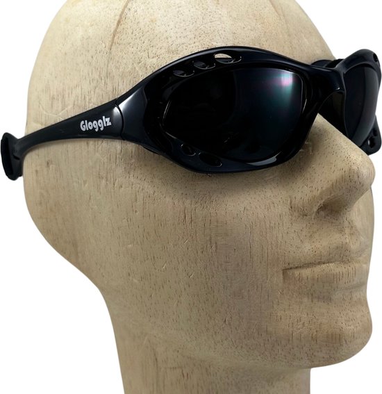 Glogglz® Cudaz – Zwembril & Sportzonnebril – Zwart – Gepolariseerd – UV400 – Anti-condens – Watersport & Triathlon