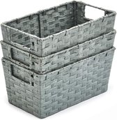 Opbergmand set van 3 geweven papieren touw manden voor accessoires make-up kleine huishoudelijke artikelen - grijs 30 x 17 x 14 cm Wicker Storage Basket (2-5)