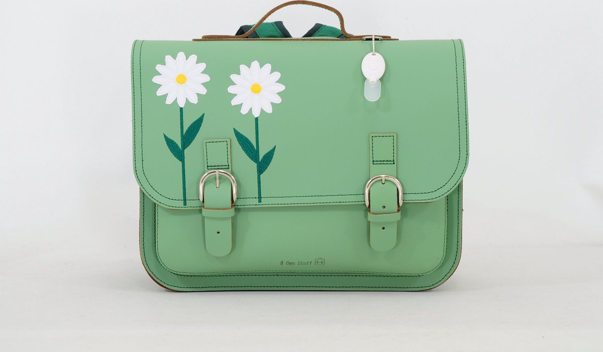 Own Stuff Lederen Boekentas Lagere school - 38x30x17cm - Marguerite Pastel Green