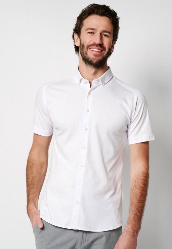 Desoto Overhemd Korte Mouw Wit - Maat M - Heren - Overhemden Casual