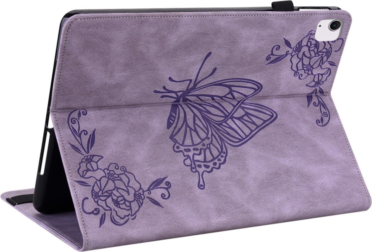 Luxe Bescherm-Etui Map geschikt voor Apple iPad Air 6 11" - 2024 - Paars - Vlinder