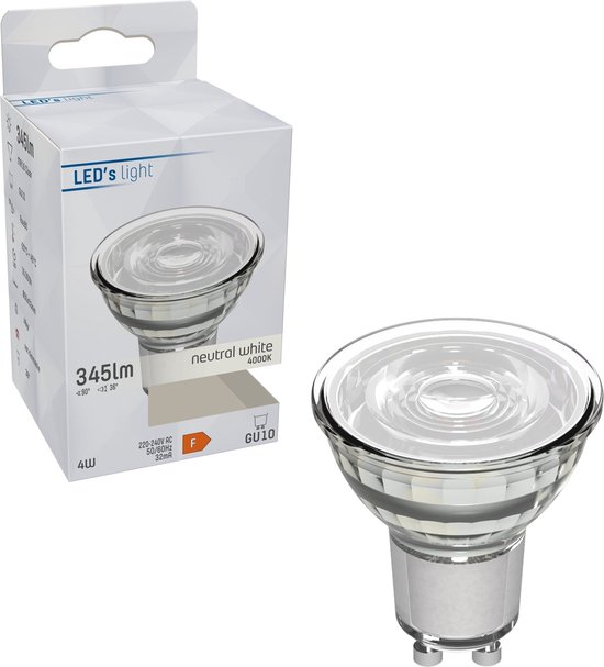 LED's Light LED Spotje GU10 - 4W vervangt 50W - 345 lm - 4000K
