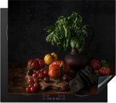 KitchenYeah® Protection plaque induction 60x52 cm - Nature morte - Basilic - Légumes - Protege plaque de cuisson - Couvre plaque induction - Protecteur d'induction - Cuisine