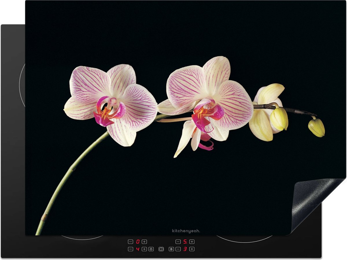 KitchenYeah® Inductie beschermer 65x50 cm - Orchidee - Roze - Bloemen - Afdekplaat voor kookplaat - Inductieplaat mat - Beschermingsmat - Beschermplaat - Keuken bescherm decoratie - Afdek kookplaten
