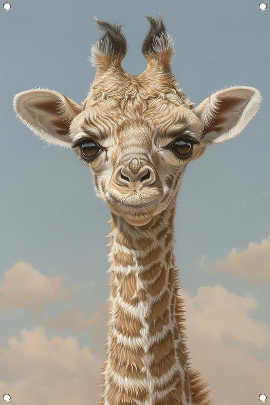 giraffe tuinposter - dieren poster - Tuinposters hyperrealisme - Buiten poster - Schutting poster - Tuinschilderij tuinposter 50x75 cm