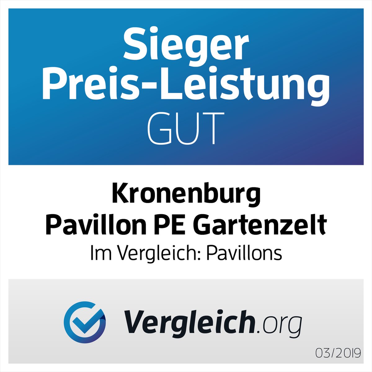 Bol.com Kronenburg Vouwtent Partytent 3 x 3m, Kleur Blauw - 4 Zijelementen - Waterdicht Pavillon - UV-bescherming 50 aanbieding