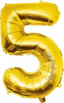 Grote folieballon 4 goud | Leeftijd cijferballon jarig | De Goede Keus