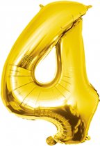 Folie ballon cijfer 4 jaar cijferballon verjaardag versiering goud 86 cm