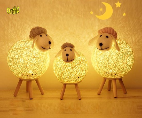 Ortho® - Nachtlamp Schaap Klein - Tafellamp - Nachtlampje - Dimbaar - Kinderkamer - Handgeweven - Klein van Merkloos — afbeelding 5