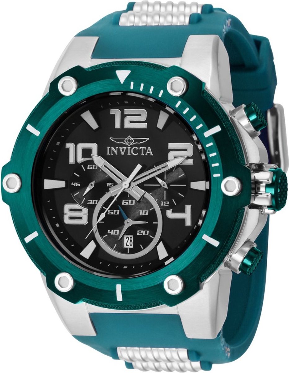 Invicta Speedway 40897 Heren Horloge - Waterdicht - Analoog - Quartz Uurwerk - Roestvrij Staal met zwarte Wijzerplaat -51mm