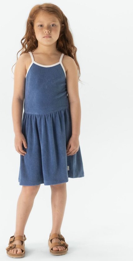 Sissy-Boy - Blauwe badstof jurk met spaghetti bandjes