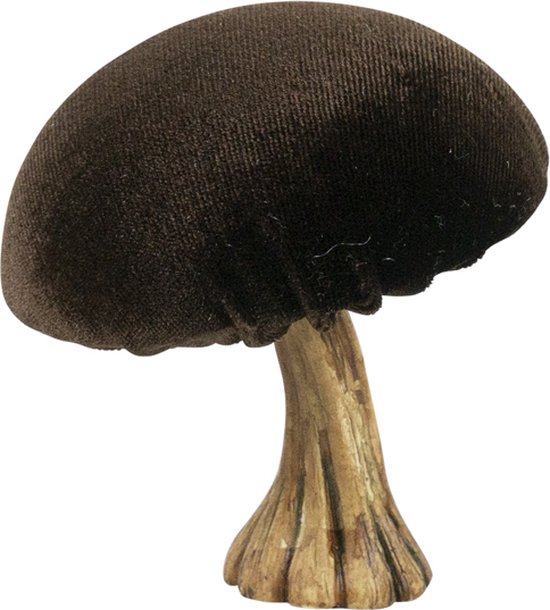 decoratie fluweel champignon bruin 10cm