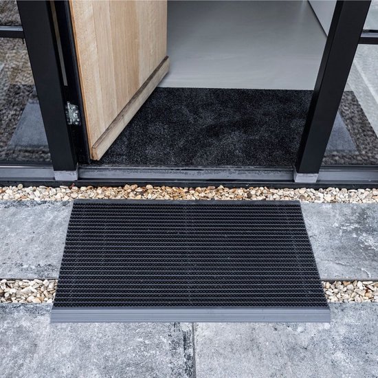 Hamat Outline deurmat buiten - Pure black - 50 x 80 cm