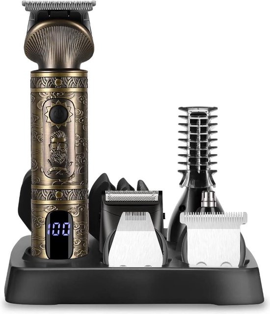 Tondeuse Professionnelle Hatteker - Pour Barbe Et Cheveux - 6 Peignes, 5 Lames - Autonomie 2h30