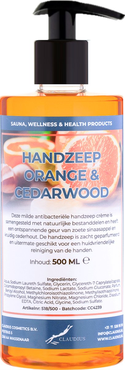 Goedkoopste Handzeep Sweet Orange & Cedarwood 500 ml - met gratis pompje