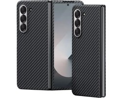 Hoesje Geschikt voor Samsung Galaxy Z Fold 6 backcover fiber carbon - Zwart