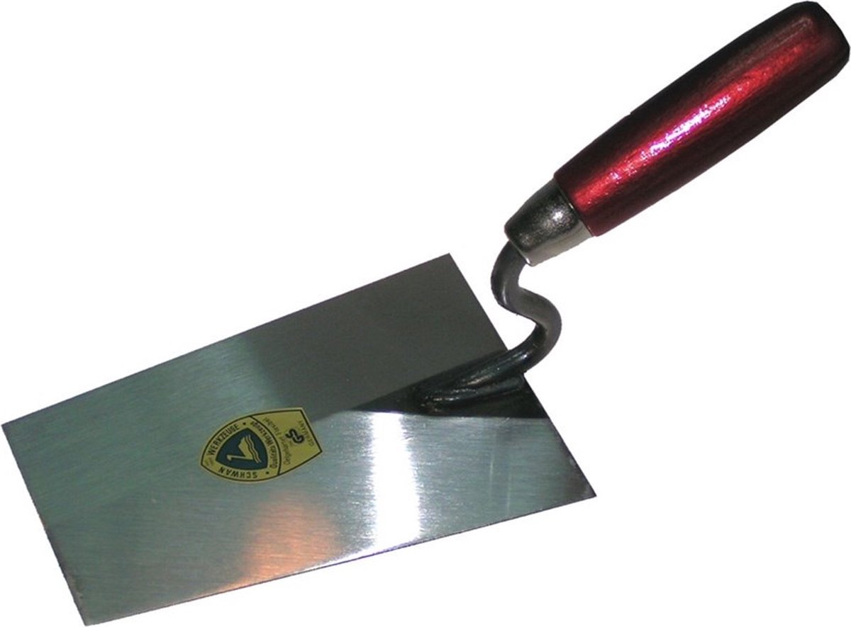 Tiroler Troffel L.315mm B.125mm Houten Heft, S-Hals roestvrij staal ZWAAN