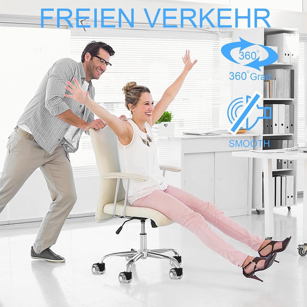 5x Workliving Bureaustoelwielen 11mm/50mm - Harde Wielen - Zachte Vloer Belast Geremd 5x Workliving Bureaustoelwielen 11mm/50mm - Harde Wielen - Zachte Vloer Belast Geremd