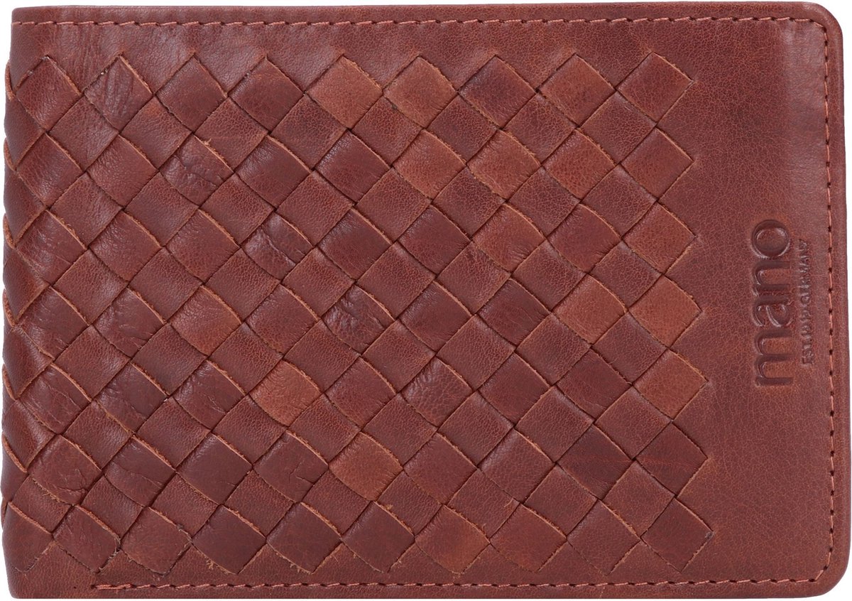 mano Leren Portemonnee Don Luca Coin Wallet with Flap Cognac Bruine