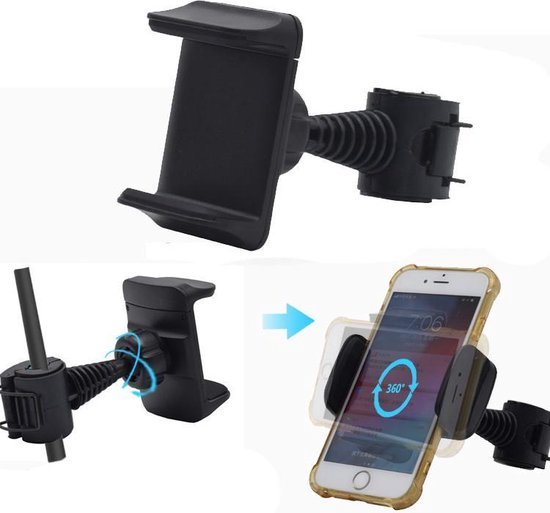 Foto: Ts vespa telefoonhouder scooter universeel voor windscherm en spiegel oa voor apple iphone samsung piaggio zip kymco sym peugeot zwart