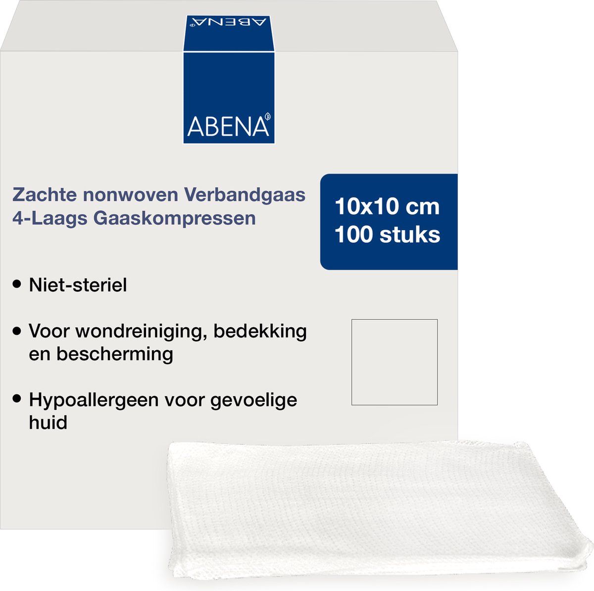 Goedkoopste Abena Gaaskompres - 100 Stuks - Absorberend Verbandgaas - 4 Laags Gaaskompressen - 10 cm x 10 cm