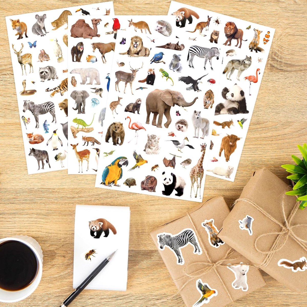 Wilde Dieren Stickers - 4 Grote Stickervellen - Knutselen Kind - Stickers Dieren — afbeelding 4
