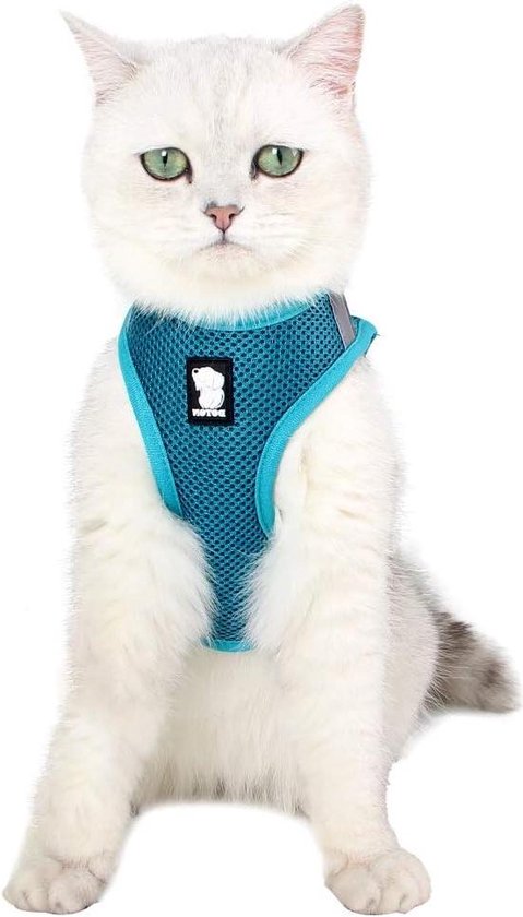 rabbitgoo Kattenharnas en Riem 150cm, Harnas Kat anti-ontsnapping, Kattenharnas Verstelbare, Kattentuigje Reflecterende van Zachte en Ademend, Kattentuigje voor Kitten Kleine Honden, XXS, Geel